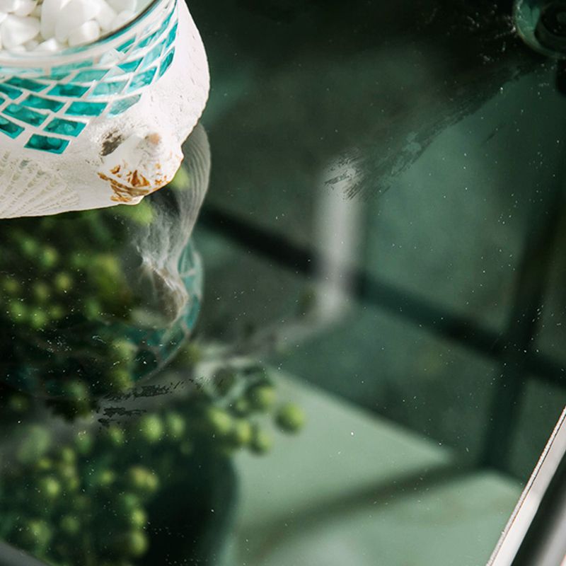 Tavolo di fascia alta in vetro rettangolare contemporaneo con scaffale ardesia