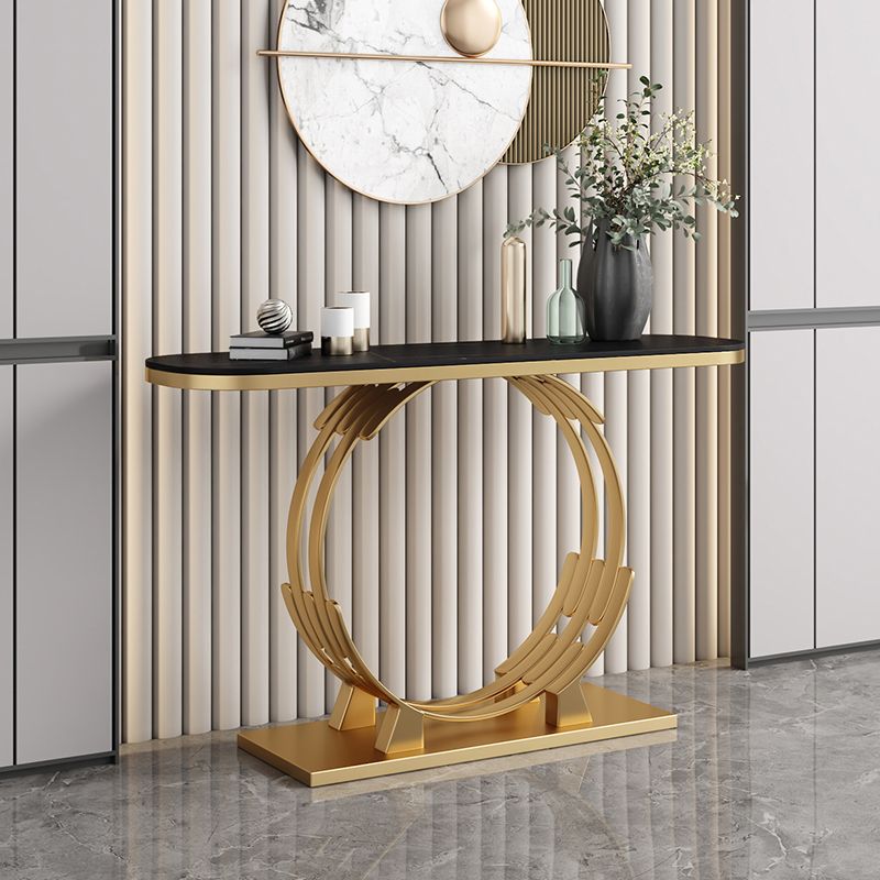 Glam Marble et Metal Rectangle Console Accent Table pour Hall