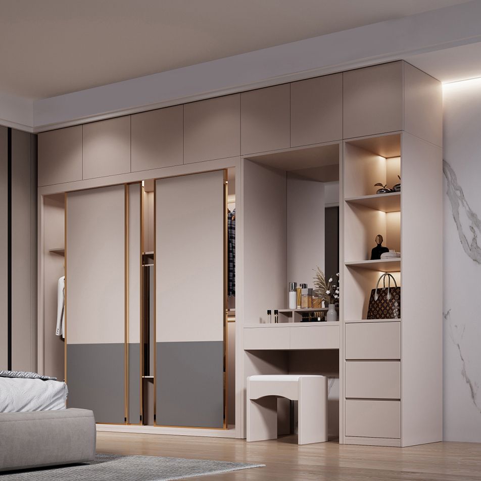 Guardaroba in legno ingegnerizzato armadio moderno in stile moderno con specchio