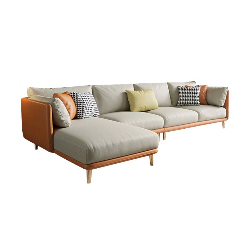 34.25 " H Faux Leather Square Arm Sofa & Chaise for Living Room Clearhalo 'furn' 'furn_sectionals' 'Furniture' 'Living Room Furniture' 'Sectionals' 1200x1200_39e9467c-5f26-4e17-854f-95d4f97286e1