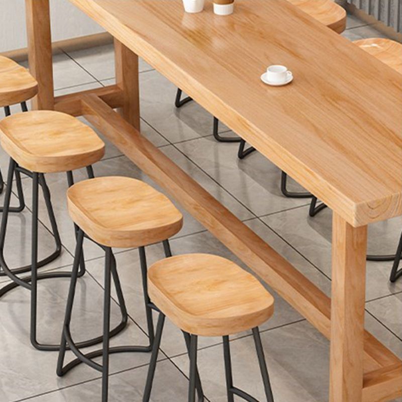 Modern Beige Rectangle Bar Dining Table Pine Wood Indoor Bistro Table with Footrest Clearhalo 'Bar Furniture' 'Bar Tables' 'bar_tables' 'furn' 'furn_bar_tables' 'Furniture' 'furniture_bar_tables' 'Kitchen & Dining Furniture' 1200x1200_39e9d57d-7c3f-44db-89d4-f12bc0238396