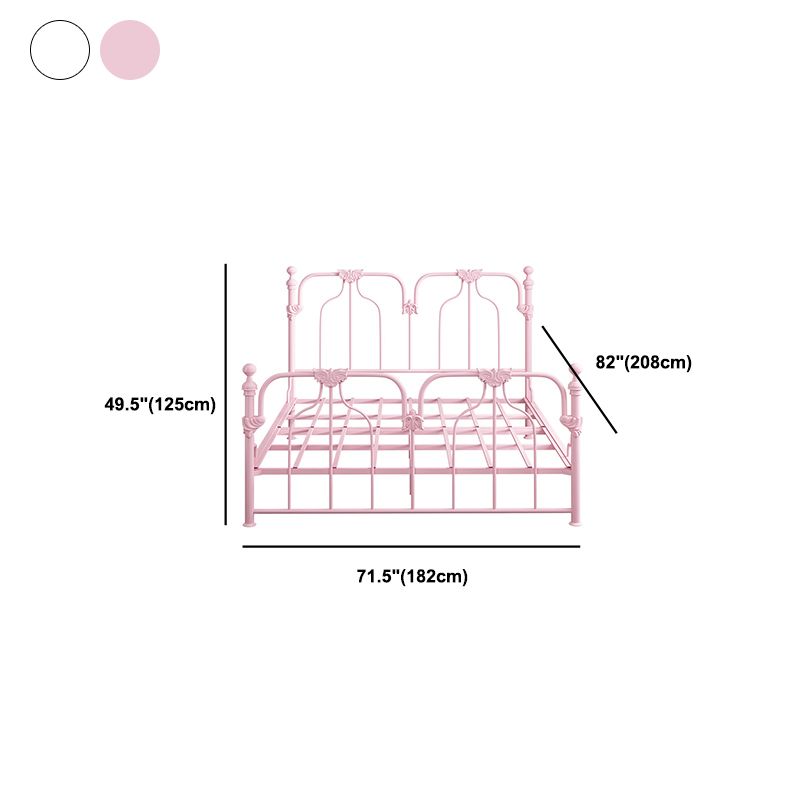 84.65 inch Wide Contemporary Bed Frame Metal Solid Color Bed with Headboard
