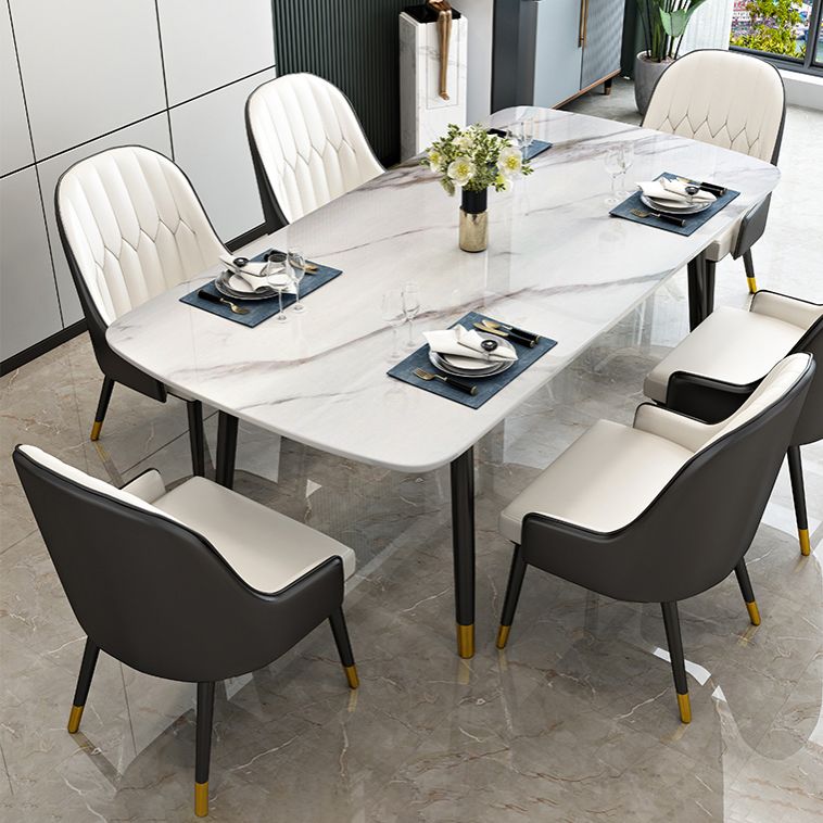 Sintered Stone Dining Table Luxury Style 4 Legs Carbon Steel Base Rectangle Table for Home Clearhalo ' dining_table' 'Dining Tables & Seating' 'Dining Tables' 'furn' 'furn_dining_table' 'Furniture' 'furniture_dining_table' 'Kitchen & Dining Furniture' 'kitchen&dining_furn' 'kitchen' 'kitchen_dining_table' 1200x1200_39eb6d91-3167-4bd3-b514-5ff0a6a25849