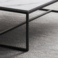 Table basse rectangulaire en bois avec base à tréteaux en acier et table de cocktail
