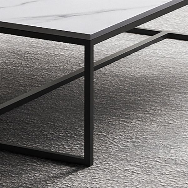 Table basse rectangulaire en bois avec base à tréteaux en acier et table de cocktail