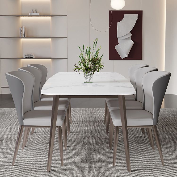 Glam Dining Table Sintered Stone Table with Metal Legs for Home Use Clearhalo 'Dining Tables & Seating' 'Dining Tables' 'dining_table' 'furn' 'furn_dining_table' 'Furniture' 'Kitchen & Dining Furniture' 1200x1200_39ed3ec5-7dce-4ac7-9bb9-c9cc19d45957