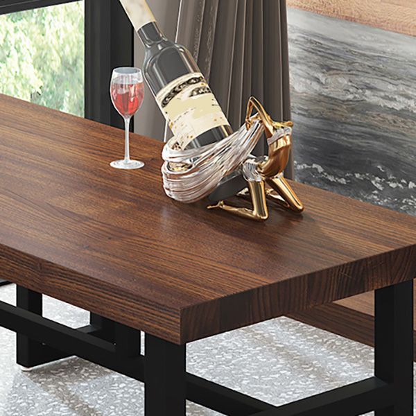Industrial Rectangle Dining Table Wooden Table with Metal Base for Home Use Clearhalo 'Dining Tables & Seating' 'Dining Tables' 'dining_table' 'furn' 'furn_dining_table' 'Furniture' 'Kitchen & Dining Furniture' 1200x1200_39ed67f0-185a-4e59-87f0-f7de38c9d5a9