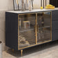 Sideboard in stile glam Sideboard di sala da pranzo in pietra con porte di vetro