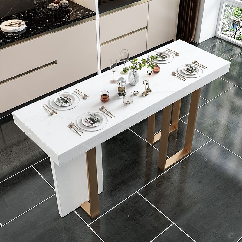 Mesa de bar rectangular Glam, mesa con pedestal doble de mármol para interiores