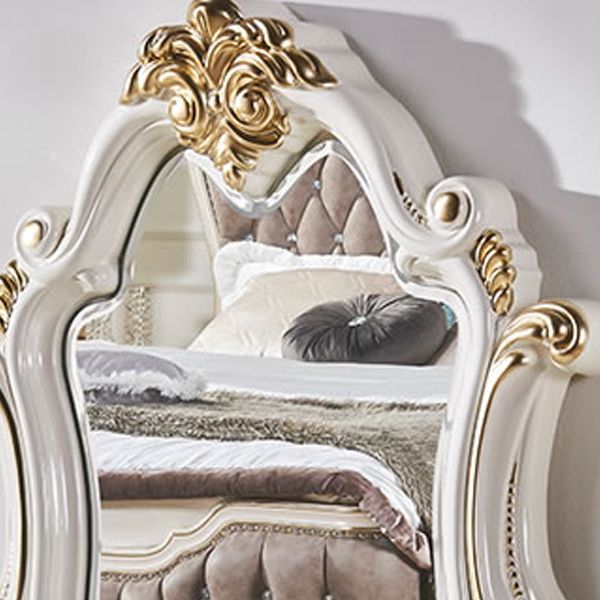 Mirror & 5 Drawers Makeup Vanity Dressing Table Solid Wood Dresser