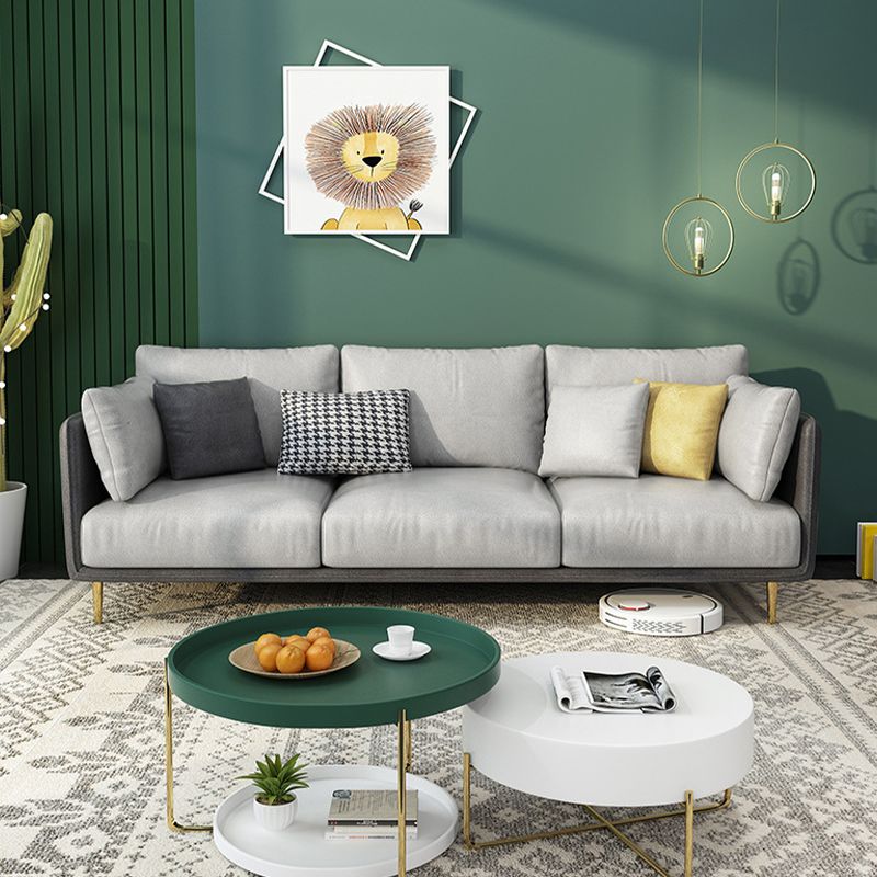 Imitation Leather Sofa with Pillow Back Square Armrest Latex Seat Filled with Wood Clearhalo 'Furniture' 'furniture_sofas' 'kitchen' 'kitchen_sofas' 'Living Room Furniture' 'Sofa' 'sofas' 1200x1200_39f6c960-7e65-4c82-9a13-7ad91114e490