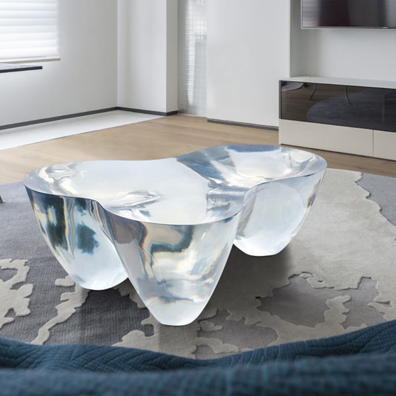 3 Legs Clear Contemporary Acrylic Single Coffee Cocktail Table Clearhalo 'Coffee & Accent Tables' 'Coffee Tables' 'coffee_tables' 'furn' 'furn_coffee_tables' 'Furniture' 'Living Room Furniture' 1200x1200_39f95098-d8be-4a7a-bc9c-a8383b1c3287