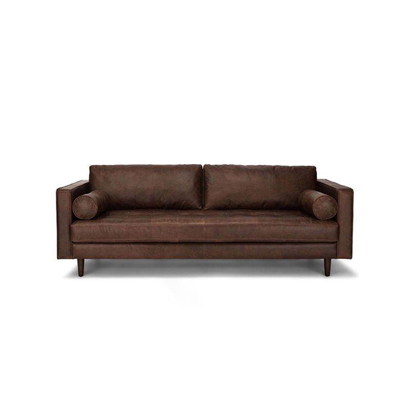 Craftsman Faux Leather Square Tufted Sofa for Living Room 65H