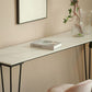 Industrial Black Iron Bar Table Faux Marble Rectangle Top 41.3"H Bistro Table with 4 Legs Clearhalo 'Bar Furniture' 'Bar Tables' 'bar_tables' 'furn' 'furn_bar_tables' 'Furniture' 'furniture_bar_tables' 'Kitchen & Dining Furniture' 1200x1200_39fad0b4-ab29-403e-8ac5-86aa4ece007b