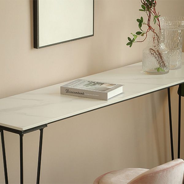 Industrial Black Iron Bar Table Faux Marble Rectangle Top 41.3"H Bistro Table with 4 Legs Clearhalo 'Bar Furniture' 'Bar Tables' 'bar_tables' 'furn' 'furn_bar_tables' 'Furniture' 'furniture_bar_tables' 'Kitchen & Dining Furniture' 1200x1200_39fad0b4-ab29-403e-8ac5-86aa4ece007b