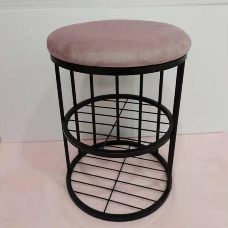 Glam Cylinder Shape Pouf Chair Plain Velvet with Bottom Rack Storage Pouf Clearhalo 'furn' 'furn_ottomans_poufs' 'Furniture' 'Living Room Furniture' 'Ottomans & Poufs' 'ottomans_poufs' 1200x1200_39fd8759-321d-488b-8de2-384a9f08d9b6