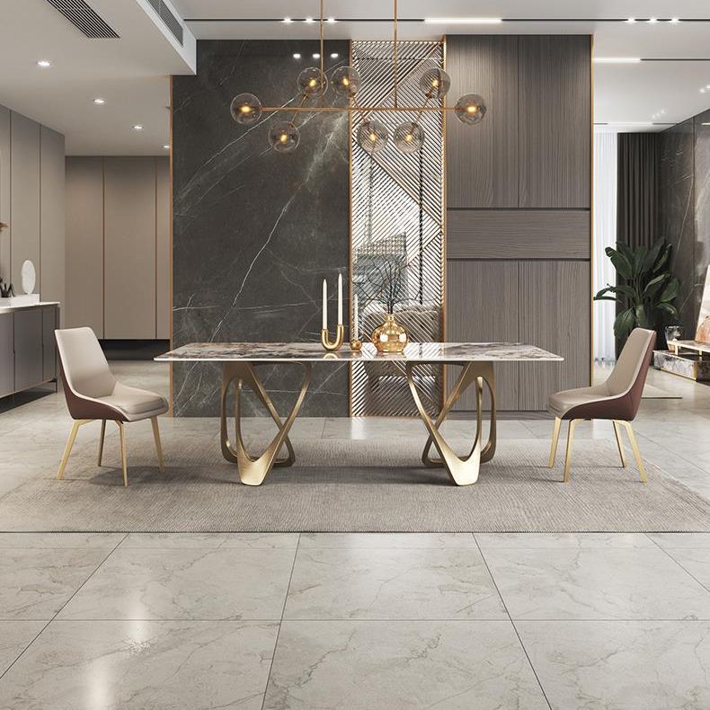 Set di dinette glam beige per casa 1/4/5/7 pezzi set da pranzo in pietra