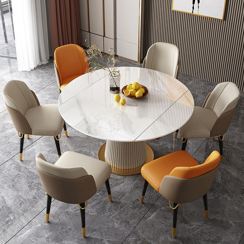 Glam Round Shape Dining Table Standard Sintered Stone Dining Table with Pedestal Base Clearhalo ' dining_table' 'Dining Tables & Seating' 'Dining Tables' 'furn' 'furn_dining_table' 'Furniture' 'furniture_dining_table' 'Kitchen & Dining Furniture' 'kitchen&dining_furn' 'kitchen' 'kitchen_dining_table' 1200x1200_3a02c1f3-eac4-4ff7-81f3-d6bf14e8cae4