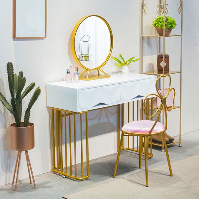 15,74 "Countes de maquillage en or blanc de large tables de vanité glam avec des tiroirs