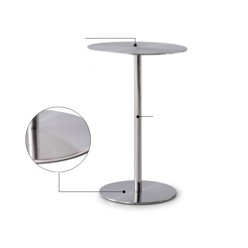 Pedestal Round Silver Coffee Table for Living Room Stainless Steel Cocktail Table