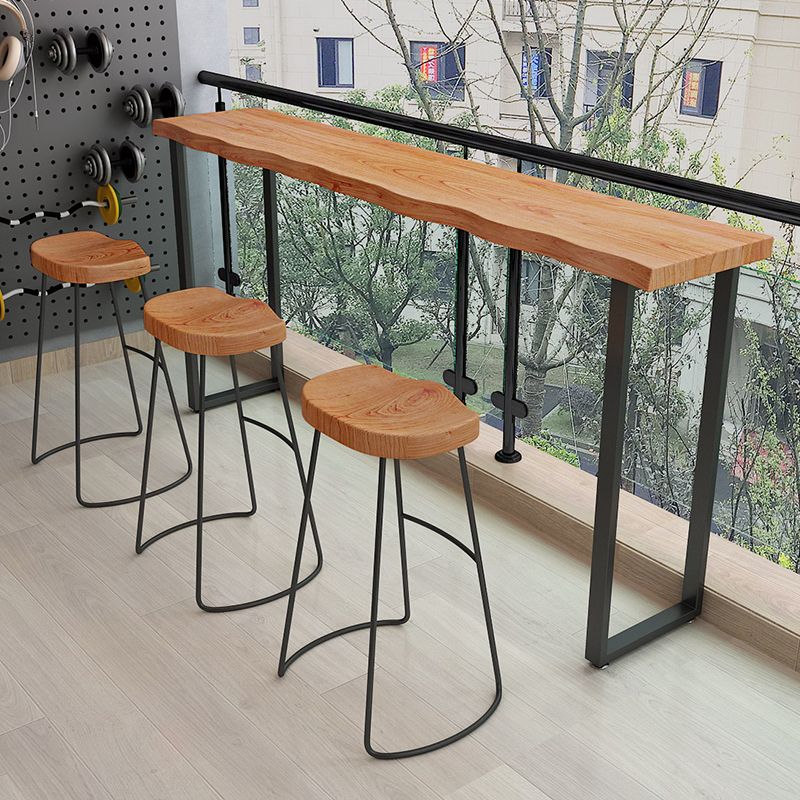 Modern Brown Wood Bistro Table with Rectangle Table Top Black Trestle Table, Only Table Clearhalo 'Bar Furniture' 'Bar Stools' 'Bar Tables' 'bar_stools' 'bar_tables' 'furn' 'furn_bar_tables' 'furniture_bar_stools' 'Kitchen & Dining Furniture' 'kitchen&dining_furn' 'kitchen' 'kitchen_furn' Furniture' 1200x1200_3a0852c8-a428-471d-9c2b-64b6bd5e1b4a