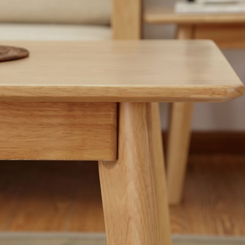 Solid Wood 4 Legs Coffee Table Nordic 17.7" High Cocktail Table