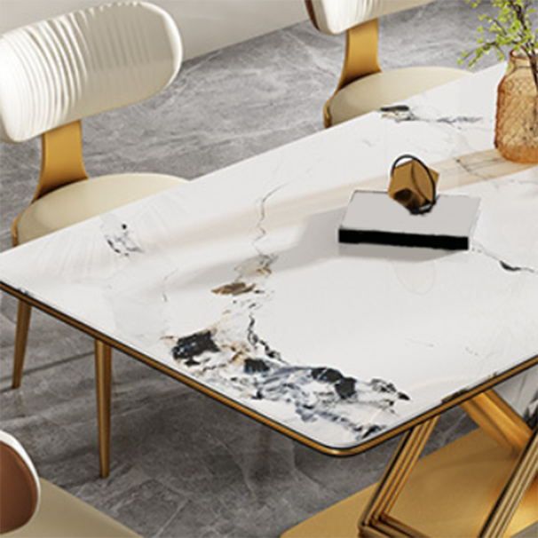 Luxurious Rectangle Dining Set 1/4/6/7 Pieces Sintered Stone Top Dinette Table Set Clearhalo 'Dining Room Sets' 'Dining Tables & Seating' 'dining_room_set' 'furn' 'furn_dining_room_set' 'Furniture' 'Kitchen & Dining Furniture' 1200x1200_3a08aa0e-928b-43d0-8b02-8d4c29ff837d