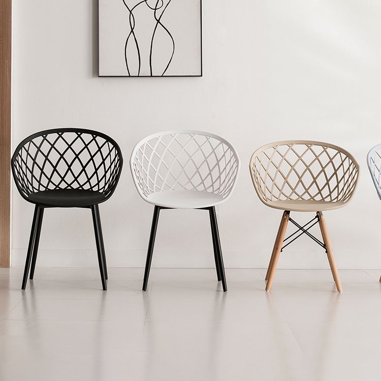 Contemporary Plastic Dining Armless Chair Cross Back Side Chair Clearhalo 'Dining Chairs' 'Dining Tables & Seating' 'dining_chair' 'Furniture' 'furniture_dining_chair' 'Kitchen & Dining Furniture' 1200x1200_3a0a9729-3cd1-4789-87b5-af8b61cf7b5d