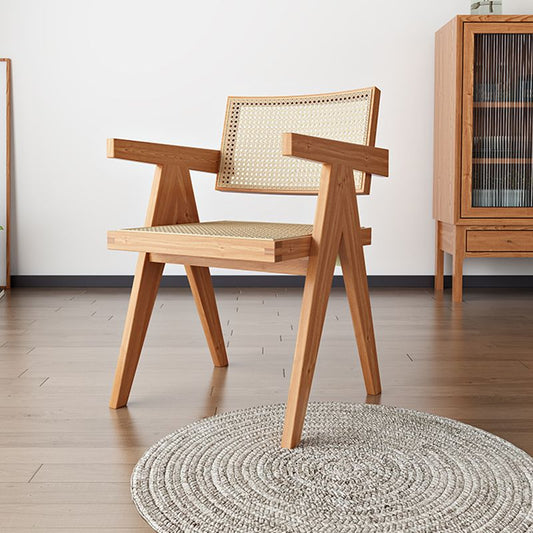 Traditional Style Dining Chair Solid Wood Cane Back Arm Chair for Home Clearhalo 'Dining Chairs' 'Dining Tables & Seating' 'dining_chair' 'furn' 'furn_dining_chair' 'Furniture' 'Kitchen & Dining Furniture' 1200x1200_3a0b6830-6a97-406e-9a2c-947c9253a724