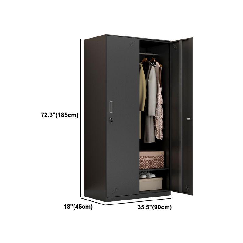 Metal Industrial Cabinet with Hinged Door Black Steel Storage Cabinet for Home Clearhalo 'Armoires & Wardrobes' 'armoires_wardrobes' 'Bedroom Furniture' 'furn' 'furn_armoires_wardrobes' 'Furniture' 1200x1200_3a0b712e-6447-41e9-876b-bc6b61ac66db