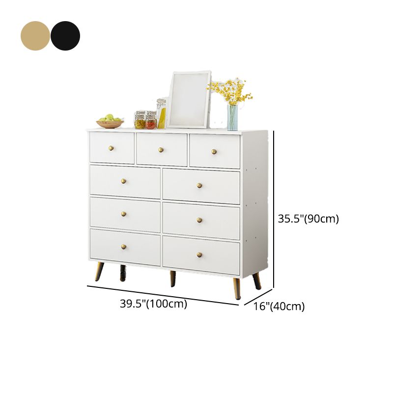 まっすぐな脚と引き出しストレージキャビネットのあるモダンなアクセントチェスト