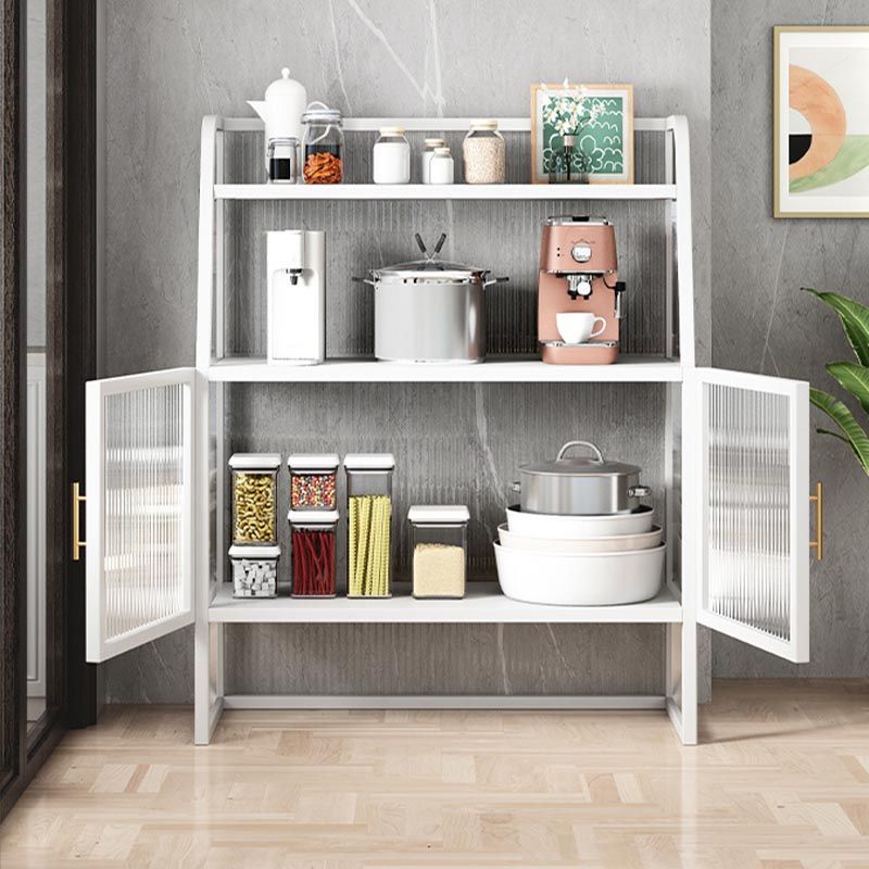 Aparador de metal para la sala de estar servidor de comedor con 2 puertas de vidrio
