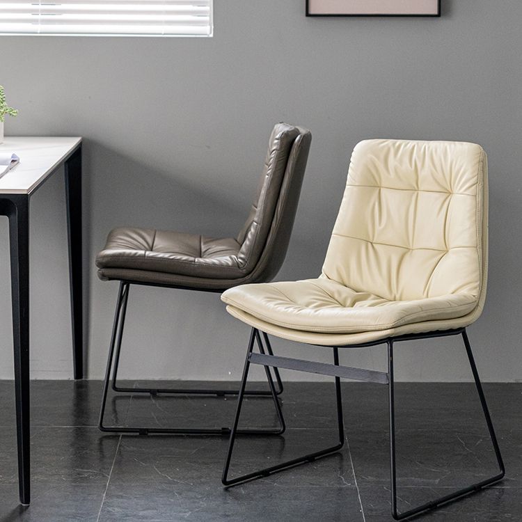 Nordic Upholstered Armless Dining Chairs Metal Legs Solid Back Chair for Home Use Clearhalo ' kitchen&dining_furn' 'Dining Chairs' 'Dining Tables & Seating' 'dining_chair' 'furn' 'furn_dining_chair' 'Furniture' 'furniture_dining_chair' 'Kitchen & Dining Furniture' 'kitchen' 1200x1200_3a1285ac-e07f-4200-9dc7-cb1cae8f21aa