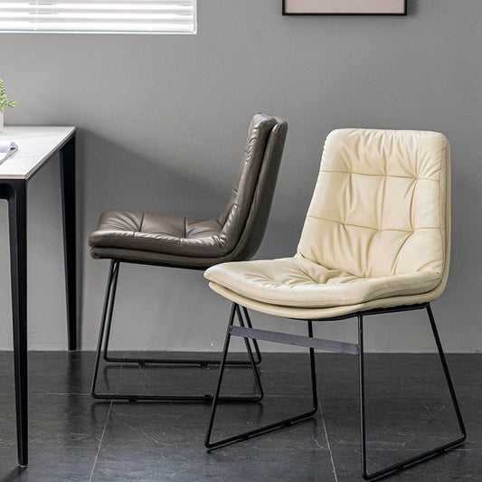 Nordic Upholstered Armless Dining Chairs Metal Legs Solid Back Chair for Home Use Clearhalo ' kitchen&dining_furn' 'Dining Chairs' 'Dining Tables & Seating' 'dining_chair' 'furn' 'furn_dining_chair' 'Furniture' 'furniture_dining_chair' 'Kitchen & Dining Furniture' 'kitchen' 1200x1200_3a1285ac-e07f-4200-9dc7-cb1cae8f21aa