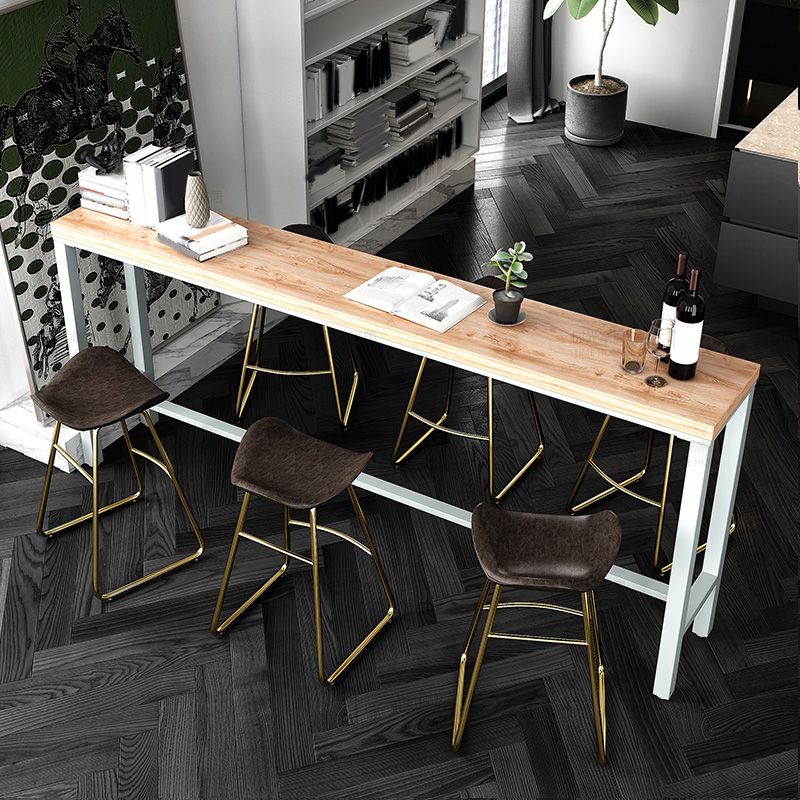 Contemporary Rectangle Bistro Bar Desk Solid Wood Trestle Base Bar Dining Table Clearhalo 'Bar Furniture' 'Bar Tables' 'bar_tables' 'furn' 'furn_bar_tables' 'Furniture' 'Kitchen & Dining Furniture' 1200x1200_3a152d03-88d2-4238-abcc-1bc2f54286f5