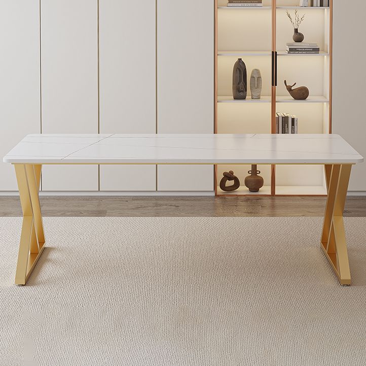 Glam -Schreibtisch Antique Finish Rechteck Computertisch mit Metallbeinen