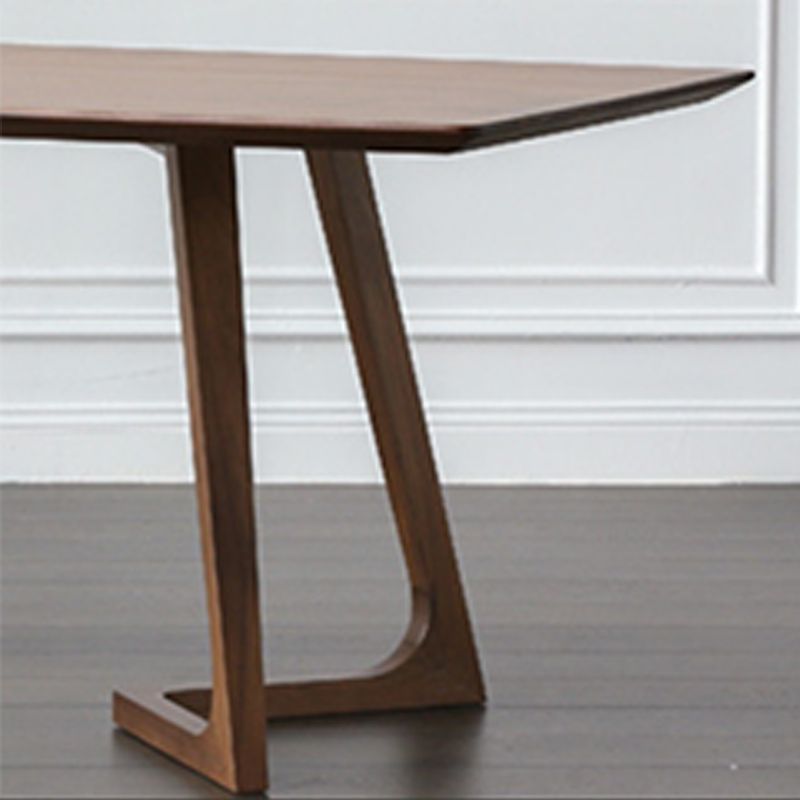 Rectangle Double Base Dining Table Modern Pine Wood Table for Living Room Kitchen