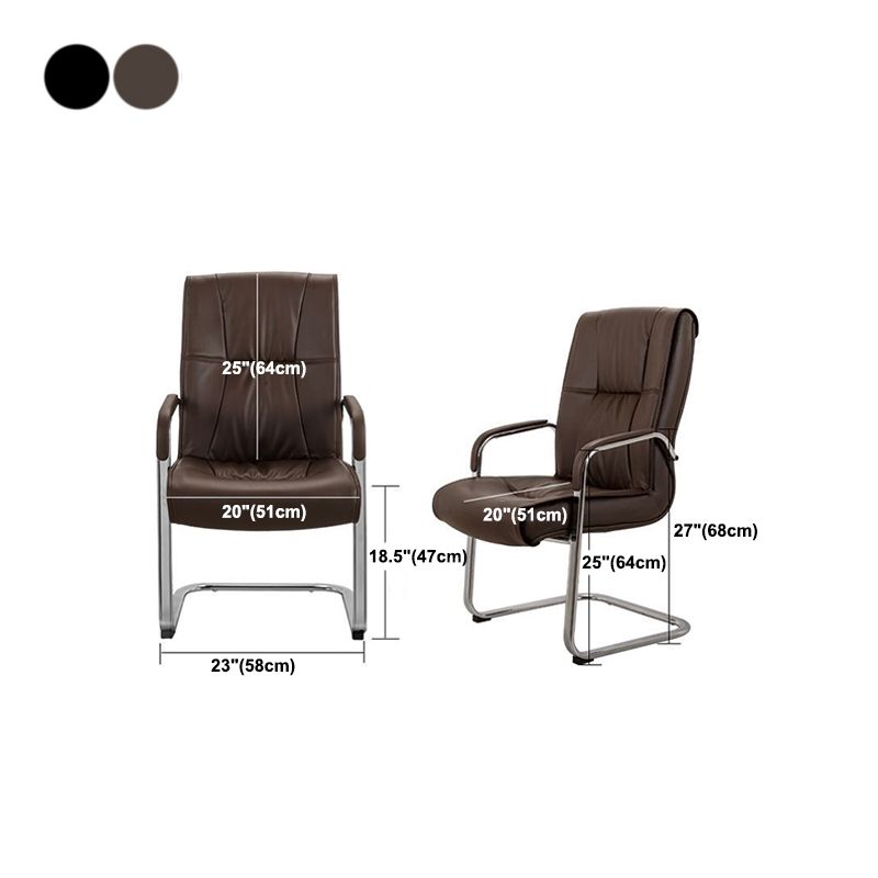 Faux Leather Executive Chair No Wheels Modern Office Chair with Fixed Arms Clearhalo 'furn' 'furn_office_chair' 'Furniture' 'Office Chairs' 'Office Furniture' 'office_chair' 1200x1200_3a1a1123-fded-447b-a970-50eaa2147a0c