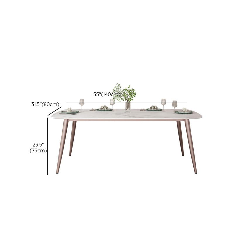 Glam Style Furniture Stone Rectangle Dining Room Table in White Clearhalo 'Dining Tables & Seating' 'Dining Tables' 'dining_table' 'furn' 'furn_dining_table' 'Furniture' 'Kitchen & Dining Furniture' 1200x1200_3a1c37d6-11b1-4d88-ace0-fbb68b5622e1