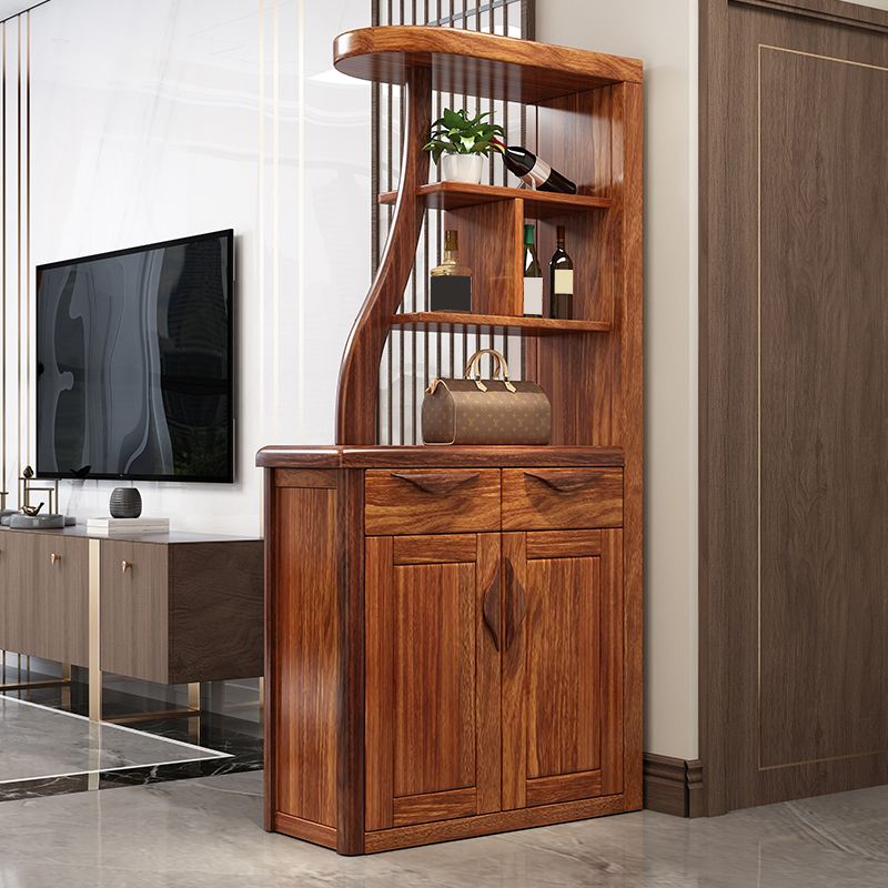 Solid Wood Cabinet in Brown 78.74" Tall Accent Cabinet with Drawers and Shelves Clearhalo 'Cabinets & Chests' 'cabinets_chests' 'furn' 'furn_cabinets_chests' 'Furniture' 'Living Room Furniture' 1200x1200_3a1ca1e8-c392-43f8-9580-ddb12a8a9362