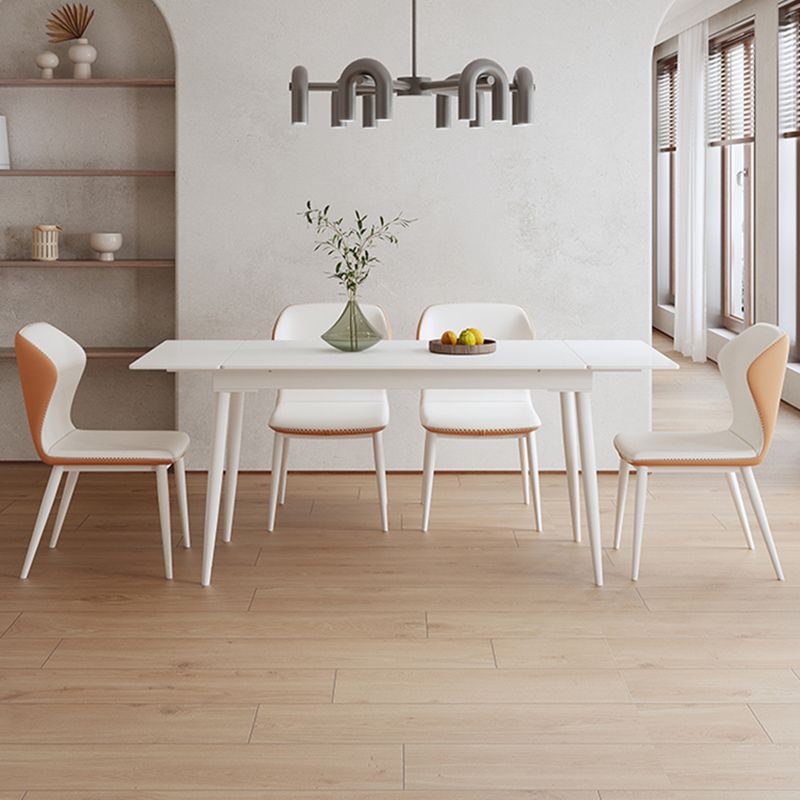 Contemporary 1/2/5/6/7 Pieces Dining Room Set Rectangle Stone Furniture in White