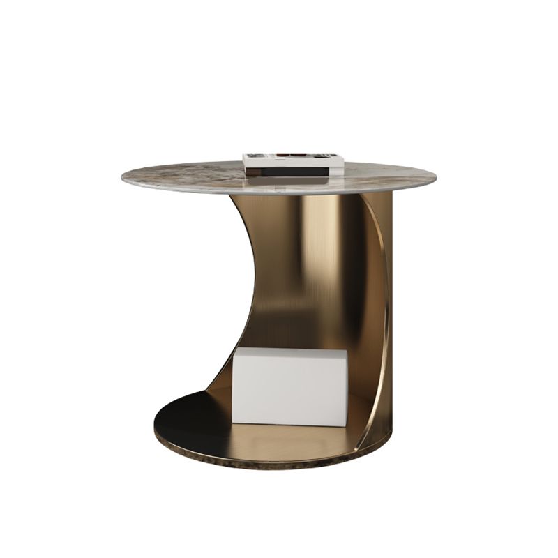 Tavolino contemporaneo di pietra rotonda in acciaio tavolino astratto