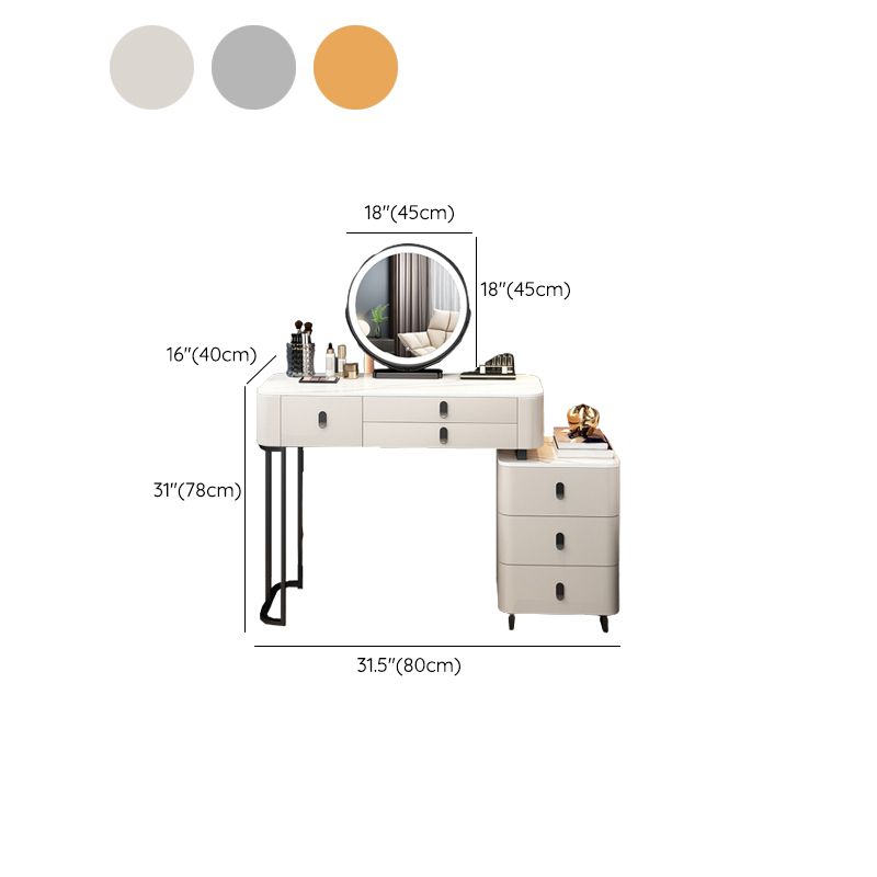 Contemporary Make-up Vanity with 6 Drawers and Stone Top for Bedroom