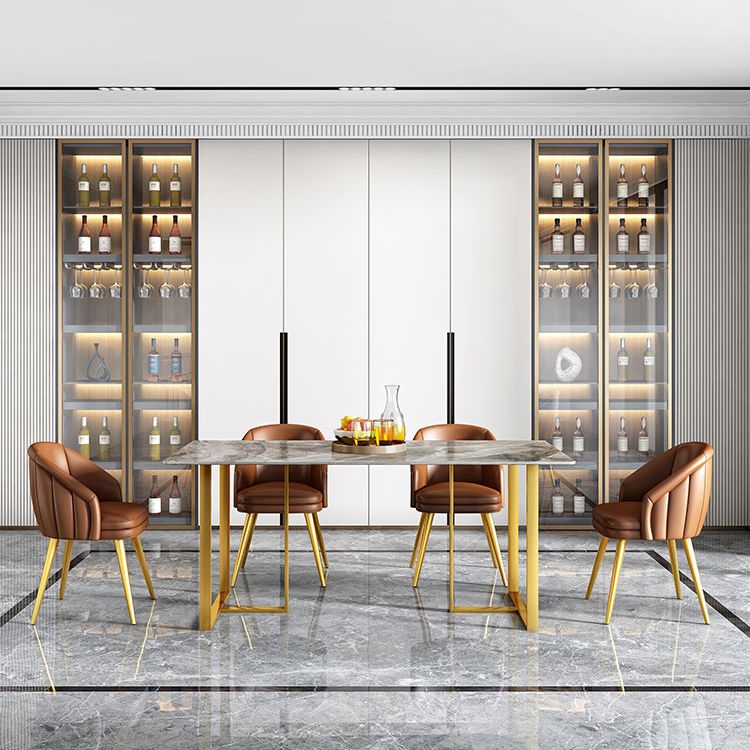 1/4/5 Pieces Luxury Rectangle Dining Set Sintered Stone Dining Table with Leather Chairs Clearhalo 'Dining Room Sets' 'Dining Tables & Seating' 'dining_room_set' 'furn' 'furn_dining_room_set' 'Furniture' 'furniture_dining_room_set' 'Kitchen & Dining Furniture' 'kitchen&dining_furn' 'kitchen' 1200x1200_3a1f8d9b-02c2-4441-bd0c-c3b039e8e751