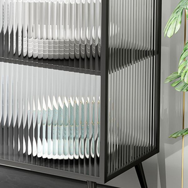 Glass Door Iron Sideboard Modern Server Cabinet with Storage for Dining Room Clearhalo 'buffet_sideboard' 'Buffets & Sideboards' 'furn' 'furn_buffet_sideboard' 'Furniture' 'furniture_buffet_sideboard' 'Kitchen & Dining Furniture' 1200x1200_3a1fbccf-6fec-4d1b-969a-6dffbcb5a16f