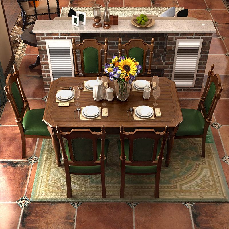 7 -teilige Esstisch Sets Rechteck mit Massivholz Esszimmer Möbelset Set