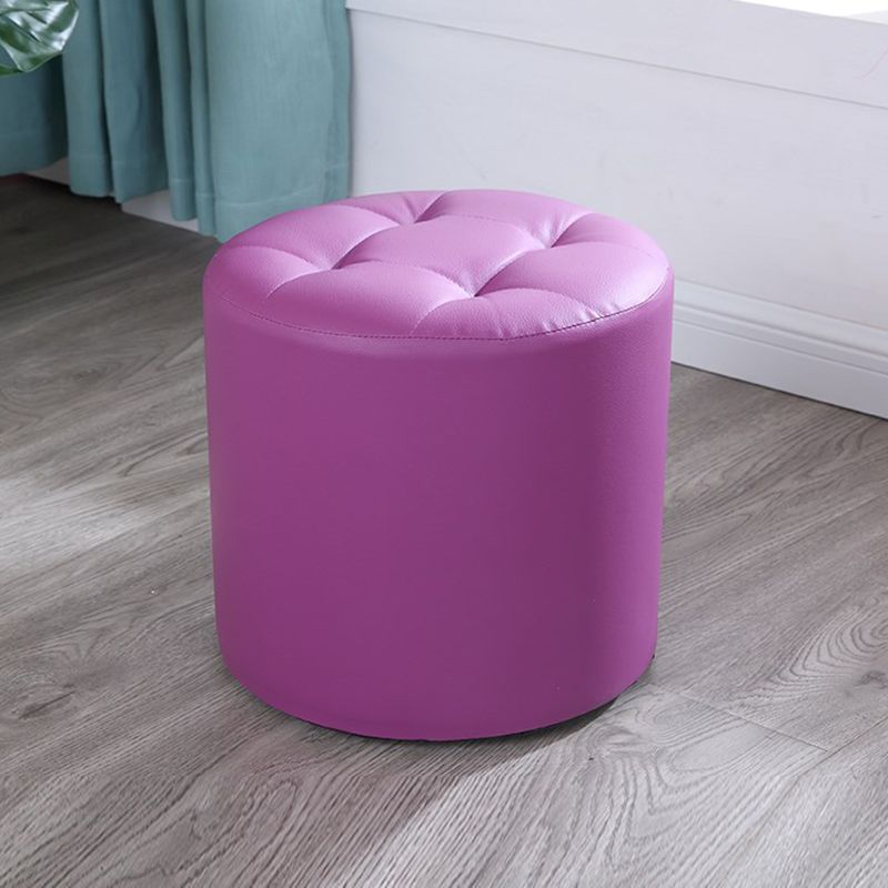 Modern Cylinder Shape Boucle Pouf Plain PU Leather Tufted Ottoman Footrest Clearhalo 'furn' 'furn_ottomans_poufs' 'Furniture' 'Living Room Furniture' 'Ottomans & Poufs' 'ottomans_poufs' 1200x1200_3a227863-e365-43bc-a6d9-ff86fb0866c5