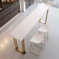 Glam Rectangle Indoor Bar Dining Table White Wood Bistro Table with Sled Pedestal Clearhalo 'Bar Furniture' 'Bar Tables' 'bar_tables' 'Furniture' 'furniture_bar_tables' 'Kitchen & Dining Furniture' 'kitchen&dining_furn' 'kitchen' 1200x1200_3a227912-3c95-4465-a5ad-9abef793223a