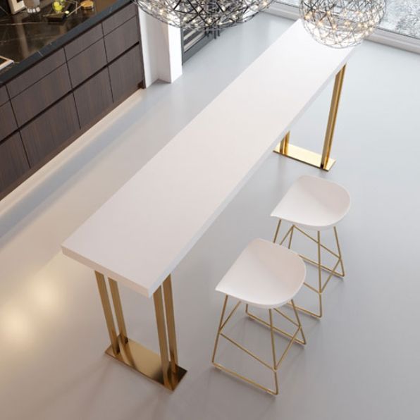 Glam Rectangle Indoor Bar Dining Table White Wood Bistro Table with Sled Pedestal Clearhalo 'Bar Furniture' 'Bar Tables' 'bar_tables' 'Furniture' 'furniture_bar_tables' 'Kitchen & Dining Furniture' 'kitchen&dining_furn' 'kitchen' 1200x1200_3a227912-3c95-4465-a5ad-9abef793223a