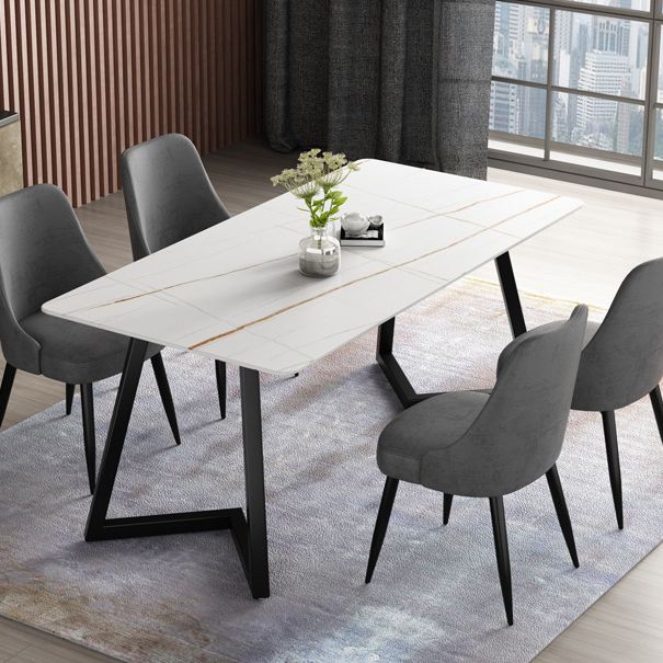 Simplicity Dining Table Rectangular Sintered Stone Table with Metallic Base Clearhalo ' dining_table' 'Dining Tables & Seating' 'Dining Tables' 'furn' 'furn_dining_table' 'Furniture' 'furniture_dining_table' 'Kitchen & Dining Furniture' 'kitchen&dining_furn' 'kitchen' 'kitchen_dining_table' 1200x1200_3a237154-7303-4936-8db2-cbdee45ae9ff